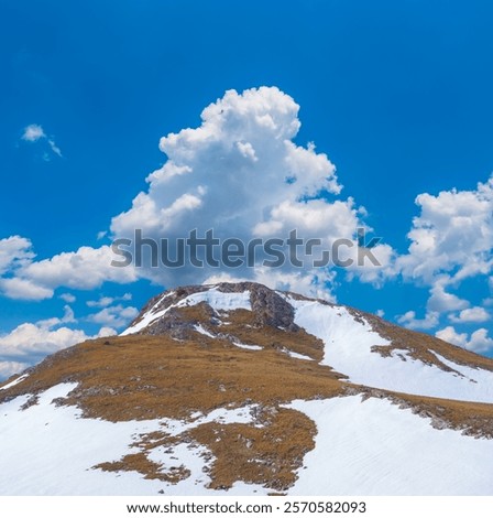 Similar – Image, Stock Photo Mountain ridge under blue cloudy sky