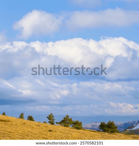 Image, Stock Photo Mountain ridge under blue cloudy sky