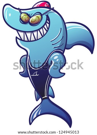 Terrifying And Proud Blue Shark Posing, Smiling And Wearing Swimming ...