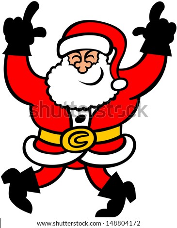 Cool Santa Claus Smiling, Having Fun, Dancing In A Very Animated Way ...