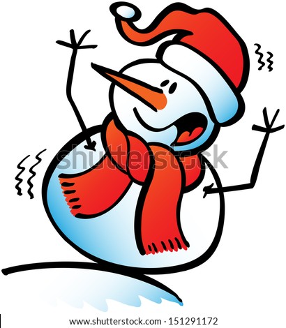 Frightened Snowman Raising His Arms When In Trouble And Crying While ...