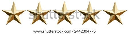 Image, Stock Photo Five golden stars with bells, Christmas ranking concept