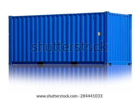 Blue Container isolated on white background this has clipping path.