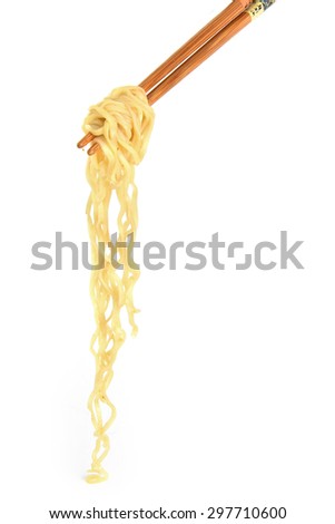 chopsticks noodles isolated on white background with clipping path.