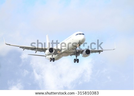 white commercial airplane on sky background