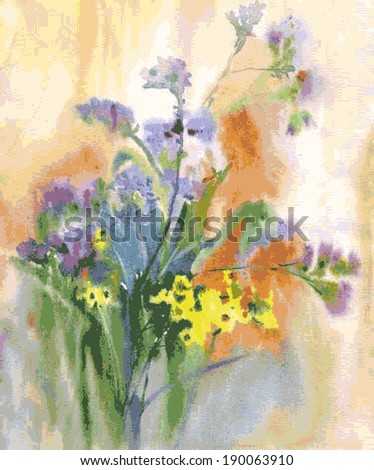 Watercolor flowers. Painting in watercolor, watercolor painting, bouquet of flowers, flower bouquet, watercolor bouquet.