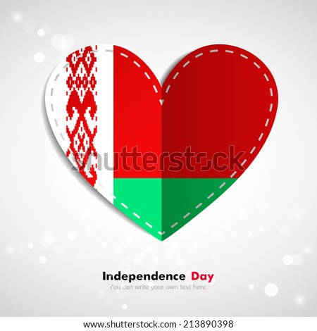 Independence Day. Love of country. In the form of a paper heart. Use for brochures, printed materials, logos, signs,  elements, etc. Stock vector. Icon. National. Image. Picture.  Flag of Belarus