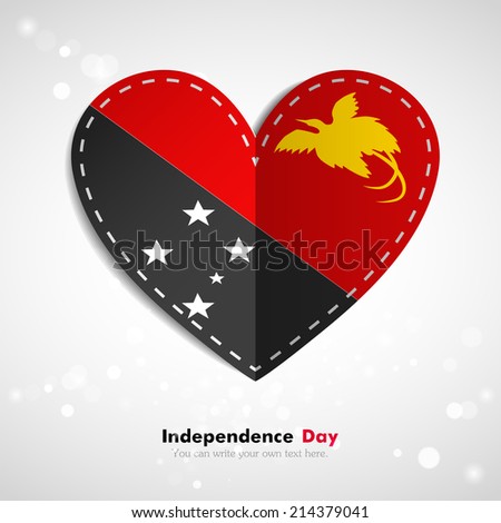 Independence Day. Love of country. In the form of a paper heart. Use for brochures, printed materials, logos, signs... National. Valentine. Vector Icon. Image. Picture. Flag of Papua - New Guinea