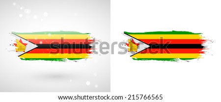 Independence Day. Flag painted with a brush with paint. Grungy flag. Grungy style. Brushstroke. Use for brochures, printed materials, icons, logos, signs,  elements, etc. Flag of Zimbabwe