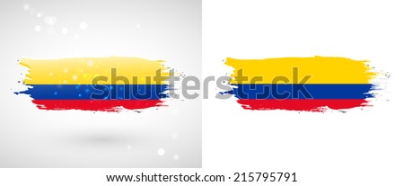 Independence Day. Flag painted with a brush with paint. Grungy flag. Grungy style. Brushstroke. Use for brochures, printed materials, icons, logos, signs,  elements, etc. Flag of Colombia