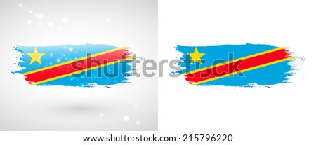 Independence Day. Flag painted with a brush with paint. Grungy flag. Grungy style. Brushstroke. Use for brochures, printed materials, icons, logos, signs. Flag of Democratic Republic of Congo