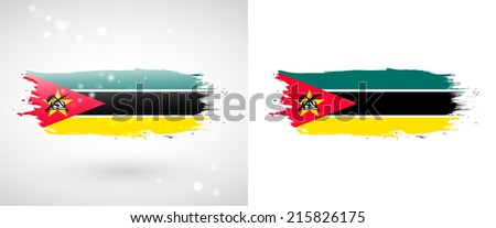 Independence Day. Painted with a brush with paint. Grungy style. Brushstroke. Use for brochures, printed materials, logos. Stock vector. Icon. Image. Picture. National. Standard.  flag of Mozambique