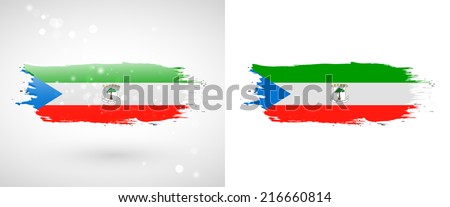 Independence Day. Painted with a brush with paint. Grungy style. Brushstroke. Use for brochures, printed materials, logos. Stock vector. Icon. Image. Picture. National.  Flag of Equatorial Guinea