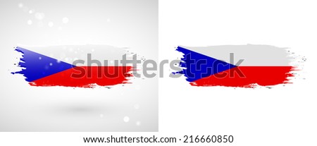 Independence Day. Painted with a brush with paint. Grungy style. Brushstroke. Use for brochures, printed materials, logos. Stock vector. Icon. Image. Picture. National.  Flag of the Czech Republic