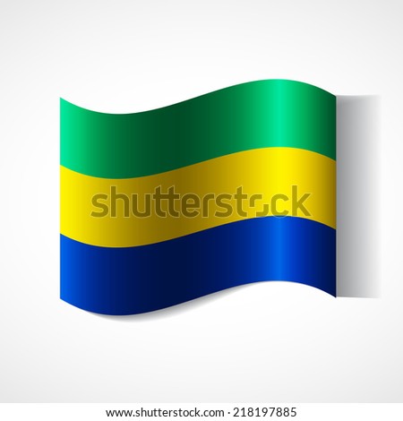 Banner of the country in waveform fluttering in the wind. Independence Day News Flat Volumetric Image Language National Logos Stock Vector Illustration Icon Picture. Flag of Gabon