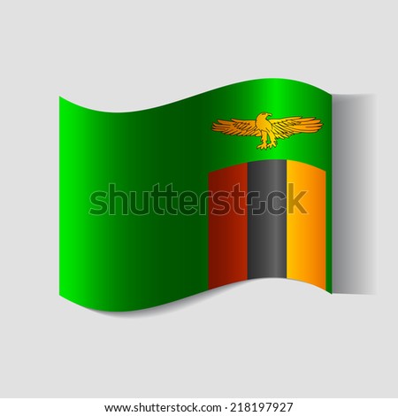 Banner of the country in waveform fluttering in the wind. Independence Day News Flat Volumetric Image Language National Logos Stock Vector Illustration Icon Picture. Flag of Zambia