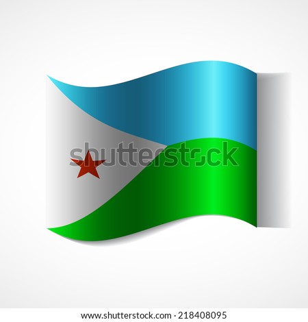 Banner of the country in waveform fluttering in the wind. Independence Day News Flat Volumetric Image Language National Logos Stock Vector Illustration Icon Picture. Flag of Djibouti