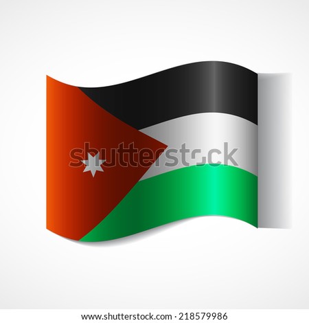Banner of the country in waveform fluttering in the wind. Independence Day News Flat Volumetric Image Language National Logos Stock Vector Illustration Icon Picture. Flag of Jordan