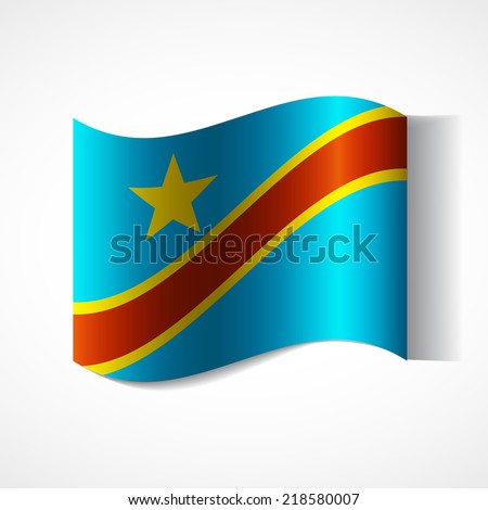 Banner of the country in waveform fluttering in the wind. Independence Day News Flat Volumetric Image Language National Logos Stock Vector Illustration Icon Flag of Democratic Republic of Congo