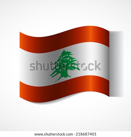 Banner of the country in waveform fluttering in the wind. Independence Day News Flat Volumetric Image Language National Logos Stock Vector Icon Picture.  Flag of Lebanon