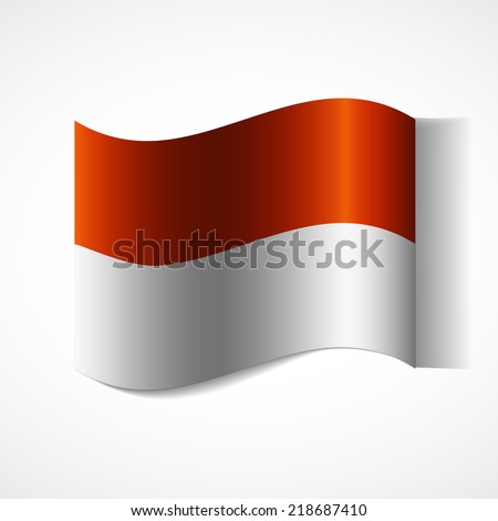 Banner of the country in waveform fluttering in the wind. Independence Day News Flat Volumetric Image Language National Logos Stock Vector Icon Picture. Flag of Monaco