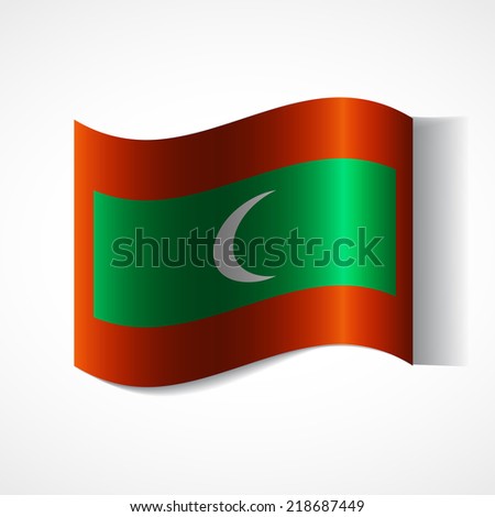 Banner of the country in waveform fluttering in the wind. Independence Day News Flat Volumetric Image Language National Logos Stock Vector Icon Picture. Flag of the Maldives