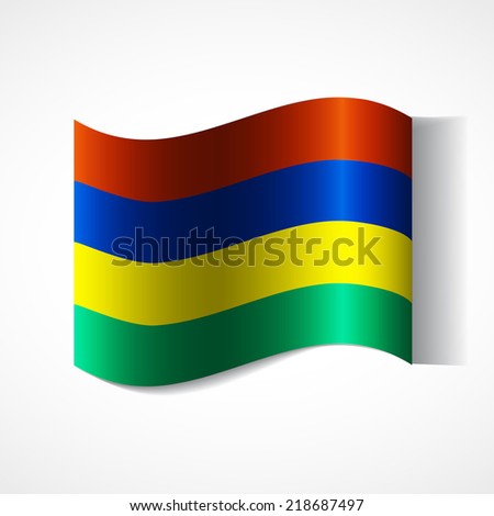 Banner of the country in waveform fluttering in the wind. Independence Day News Flat Volumetric Image Language National Logos Stock Vector Icon Picture. Flag of Mauritius