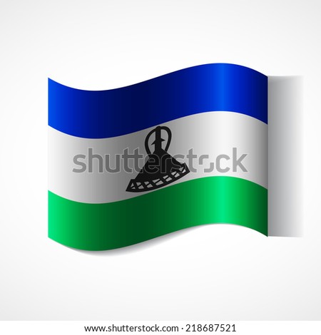 Banner of the country in waveform fluttering in the wind. Independence Day News Flat Volumetric Image Language National Logos Stock Vector Icon Picture. Flag of Lesotho