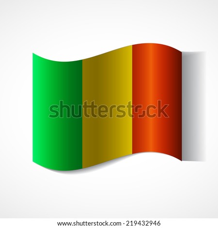 Banner of the country in waveform fluttering in the wind. Independence Day News Flat Volumetric Image Language National Logos Stock Vector Icon Picture. Flag of Mali