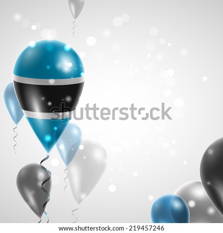 Banner of the country on air balloon. Celebration Ribbon Color Band Independence Day National Holiday Stock Vector Image Picture Postcard Pennon Pennant Background Icon Illustration Flag of Botswana