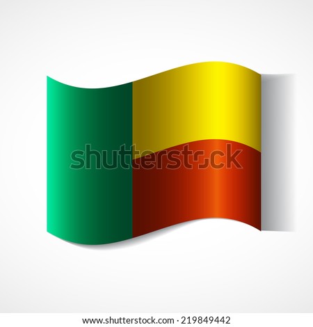 Banner of the country in waveform fluttering in the wind. Independence Day News Flat Volumetric Image Language National Logos Stock Vector Illustration Icon Picture. Flag of Benin