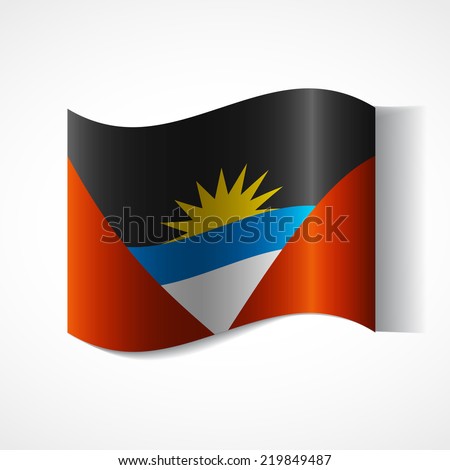 Banner of the country in waveform fluttering in the wind. Independence Day News Flat Volumetric Image Language National Logos Stock Vector Illustration Icon Picture. Flag of Antigua and Barbuda