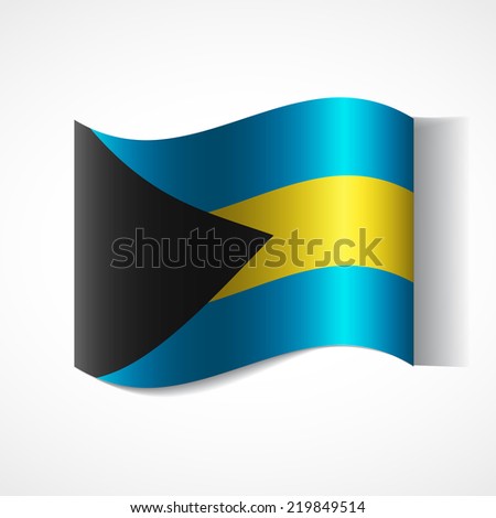 Banner of the country in waveform fluttering in the wind. Independence Day News Flat Volumetric Image Language National Logos Stock Vector Illustration Icon Picture.  Flag of Bahamas