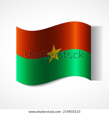 Banner of the country in waveform fluttering in the wind. Independence Day News Flat Volumetric Image Language National Logos Stock Vector Illustration Icon Picture. Flag of Burkina Faso