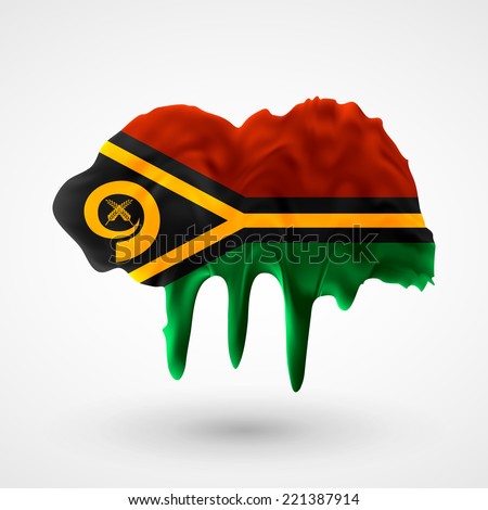 Flag of Vanuatu Blot with paint streaks with the national colors. Independence Day. Banner Pennon Pennant Background Stock Vector Icon Image Picture Illustration Printed material Logo 