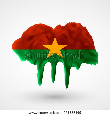 Flag of Burkina Faso Blot with paint streaks with the national colors. Independence Day. Banner Pennon Pennant Background Stock Vector Icon Image Picture Illustration Printed material Logo 