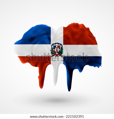 Flag of Dominican Republic Blot with paint streaks with the national colors. Independence Day. Banner Pennon Pennant Background Stock Vector Icon Image Picture Illustration Printed material Logo 