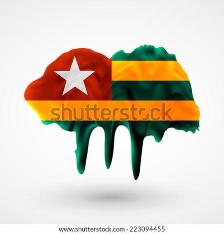 Flag of Togo. Blot with paint streaks with the national colors. Independence Day. Banner Pennon Pennant Background Stock Vector Icon Image Picture Illustration Printed material Logo 