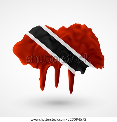 Flag of Trinidad and Tobago. Blot with paint streaks with the national colors. Independence Day. Banner Pennon Pennant Background Stock Vector Icon Image Picture Illustration Printed material Logo 