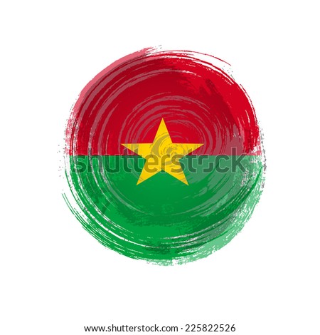 Independence Day painted with a brush with paint. Grungy style. Brushstroke. Use for brochures, printed materials, icons, logos, signs,  elements. Flag of Burkina Faso
