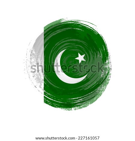 Independence Day painted with a brush with paint. Grungy style. Brushstroke. Use for brochures, printed materials, icons, logos, signs,  elements. Flag of Pakistan