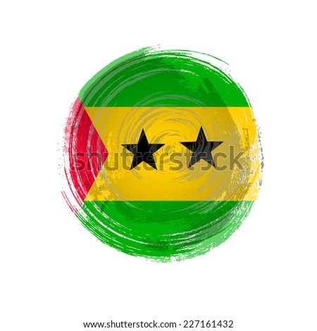 Independence Day painted with a brush with paint. Grungy style. Brushstroke. Use for brochures, printed materials, icons, logos, signs,  elements. Flag of Sao Tome and Principe