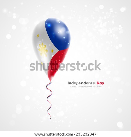 Stock vector illustration celebration and gifts. Ribbon in the colors are twisted under the balloon. Independence. Balloons on the feast of the national day. The flag of Philippines