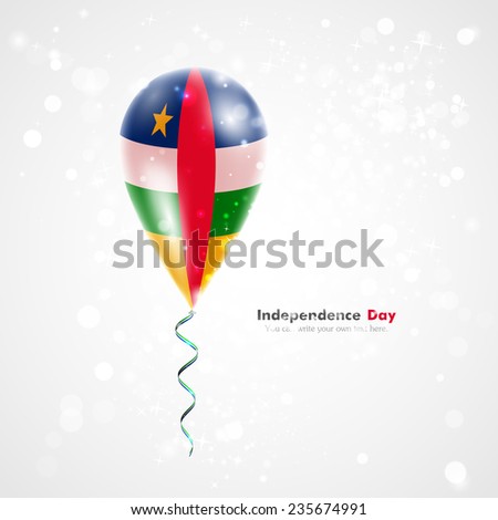 Celebration and gifts. Ribbon in the colors are twisted under the balloon. Independence Day. Balloons on the feast the national Flag of Central African Republic