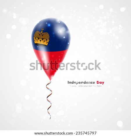 Celebration and gifts. Ribbon in the colors are twisted under the balloon. Independence Day. Balloons on the feast the national Flag of Liechtenstein