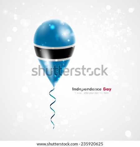 Flag of Botswana. Celebration and gifts. Ribbon in the colors are twisted under the balloon. Independence Day. Balloons on the feast of the national