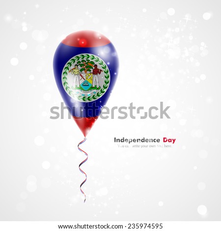 Flag of Belize. Celebration and gifts. Ribbon in the colors are twisted under the balloon. Independence. Balloons on the feast of the national day. 