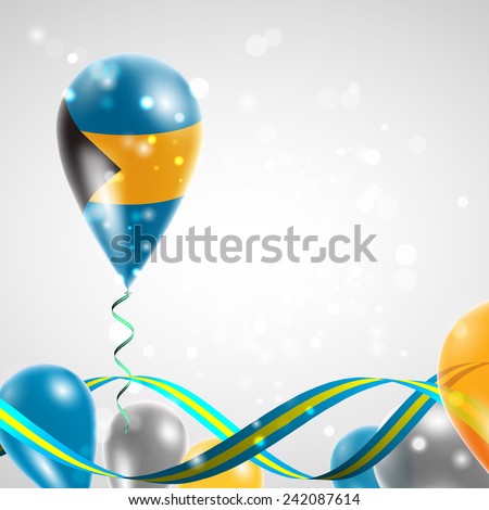 Flag of Bahamas on balloon. Celebration and gifts. Ribbon in the colors are twisted. Balloons on the feast of the national day. 