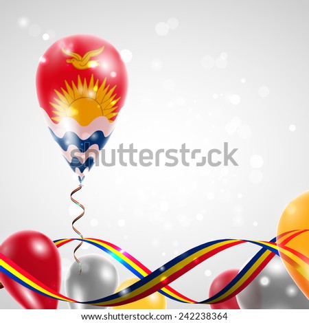 Flag of Kiribati on balloon. Celebration and gifts. Ribbon in the colors are twisted. Balloons on the feast of the national day. 