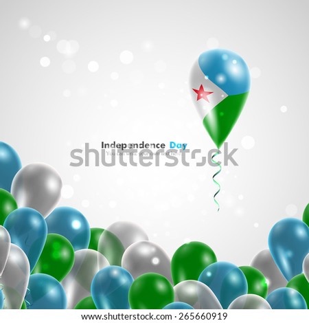 Flag of Djibouti on balloon. Celebration and gifts. Ribbon in the colors are twisted. Independence Day. Balloons on the feast of the national